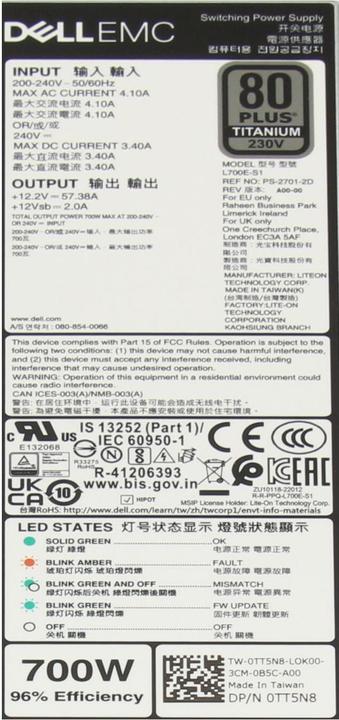 Actual product image Dell 0TT5N8 (700 W)