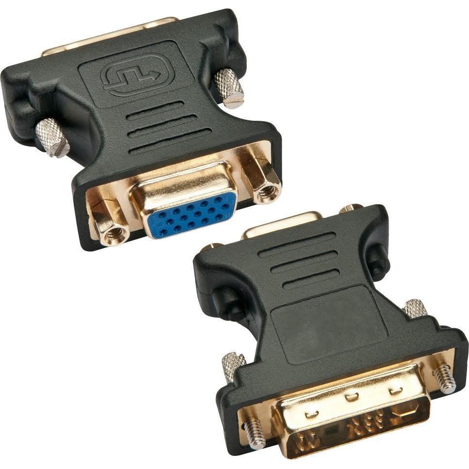 Techly Adattatore DVI-A maschio a VGA femmina, nero (DVI), Adattatore dati + video, Nero