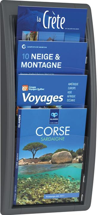 Image du produit Paperflow Porte-brochures mural A4 vertical 4 compartiments anthracite (A4)