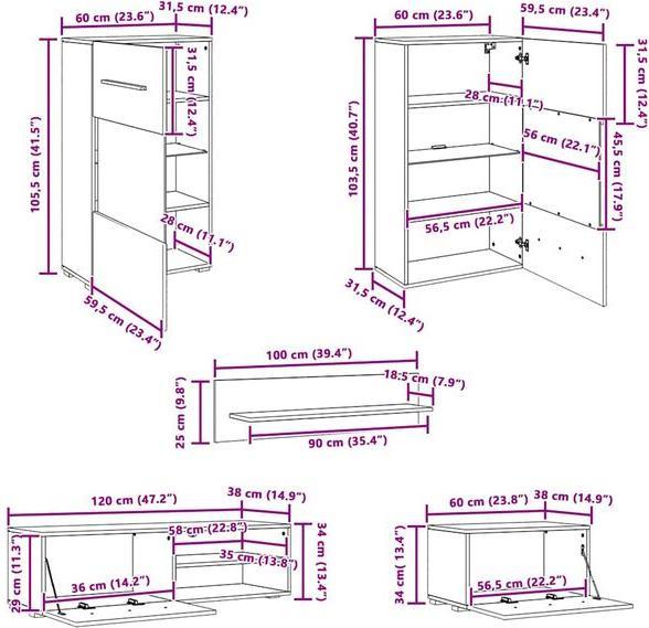Produktbild vidaXL Wohnwand mit Stauraum (90 x 20 x 105.50 cm)
