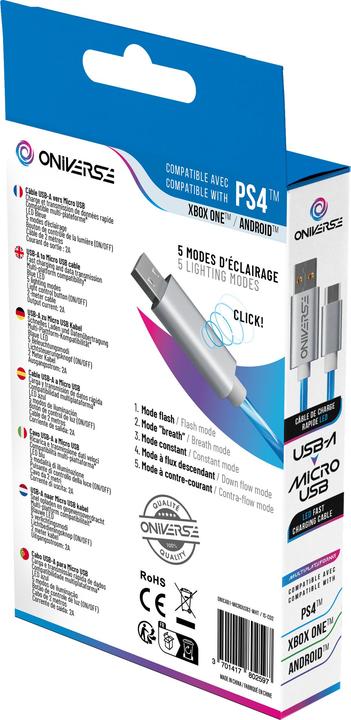 Produktbild Oniverse Micro Usb Charge Cable With Led, 2 Meters - White (2 m)