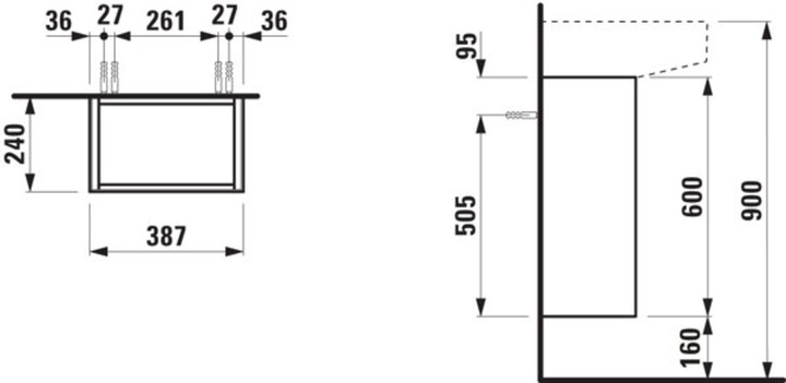 Produktbild Laufen Sonar Waschtischunterbau, 1 Tür, Scharnier links, passend zu Handwaschbecken 815341
