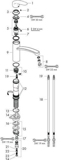 Actual product image hansgrohe Low-pressure mixer Focus E2 glossy chrome 31804000