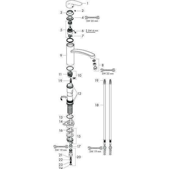 Thumbnail - hansgrohe, Küchenarmatur, Focus M41 Einhebel-Küchenarmatur 160, Niederdruck/offene Warmwasserbereiter, 1 Strahlart