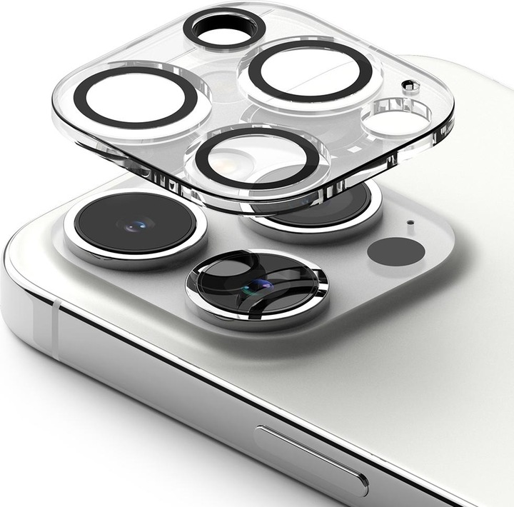 Actual product image Ringke iPhone 15 Pro Camera Styling Camera Island Protector Tempred Glass(2pcs) Transparent (2 Piece, Apple iPhone 15 Pro)