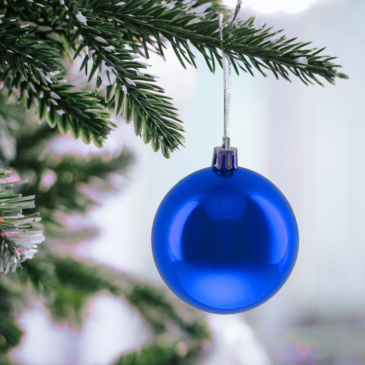Productafbeelding Relaxdays - Weihnachtskugeln 50er Set, Blau/ Silber, 7 x 6 cm (50 -Part)