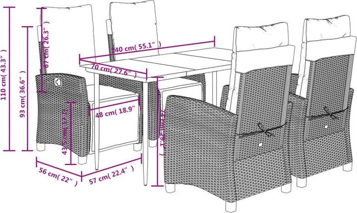 Produktbild vidaXL Garten Essgruppe (140 x 70 x 74 cm)