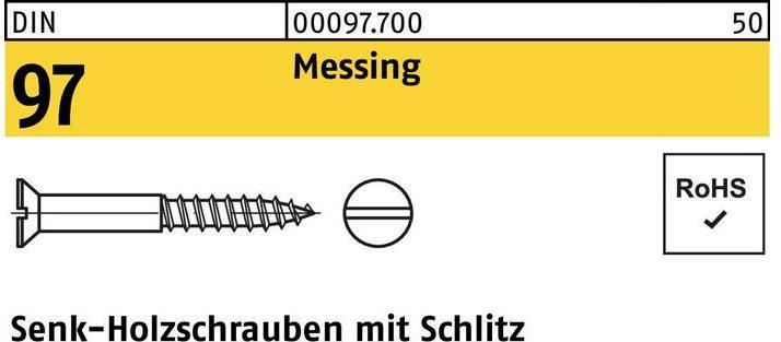 Productafbeelding Houtschroef DIN 97 verzonken kop sleuf 6 x 50 messing (200 Schroeven per stuk)