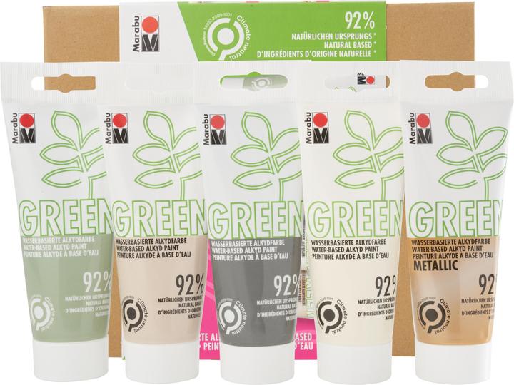 Actual product image Marabu Craft Paint Alkyd Paint Green Set Boho, 5 x 100 ml (500 ml)
