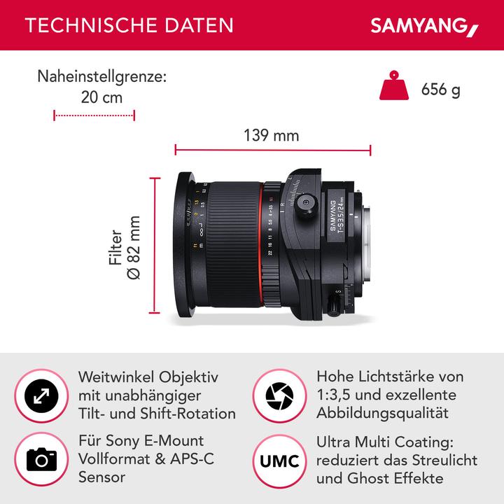 Immagine prodotto Samyang 24mm f/3.5 ED AS UMC Tilt/Shift, Sony E (Sony E, Full-frame)
