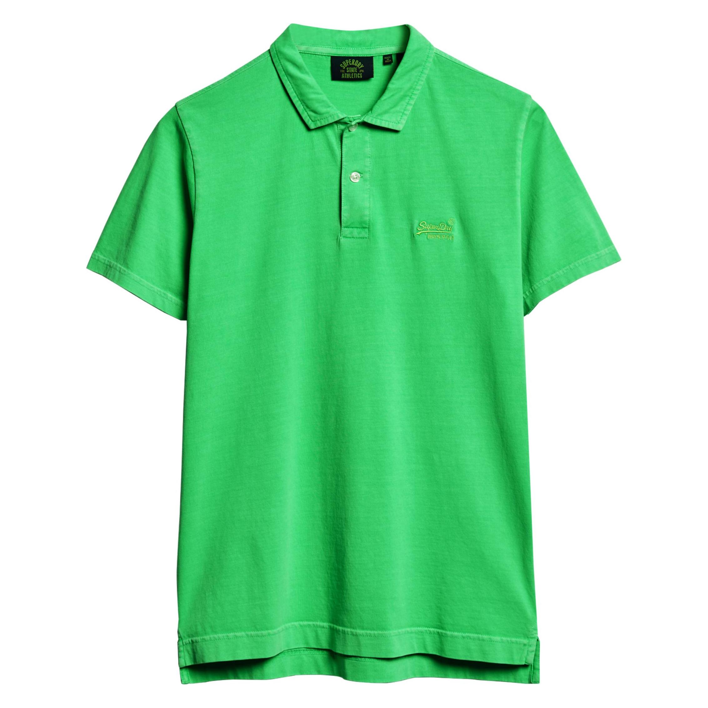 Superdry, Herren, Shirts, Essential Jersey-Polohemd Mit Neonfarbenem Logo, Grün, (L)