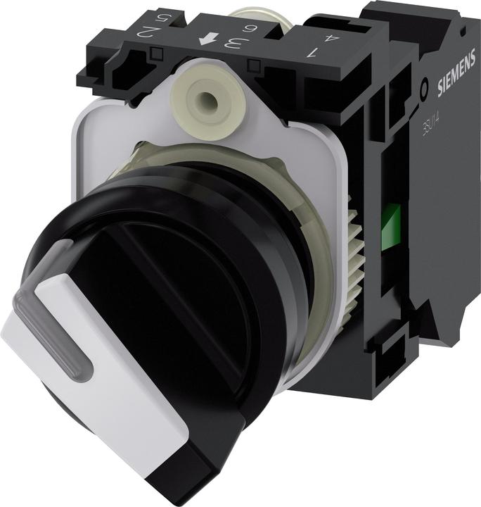 Actual product image Siemens Selector switch 22mm black white O-I 1NO
