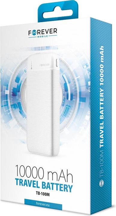 Actual product image Forever TB-100M Powerbank 10000 mAh - White (10000 mAh, 37 Wh)