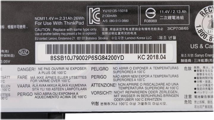 Actual product image Lenovo Fru01av405 (3 cubicles, 2130 mAh)