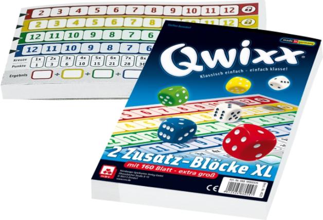 Actual product image NSV Qwixx XL additional blocks (German)