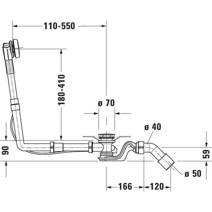Thumbnail - Duravit, Siphon, Ab-/Überlaufgarnitur QUADROVAL chrom (Überlaufgarnitur, 1/2")