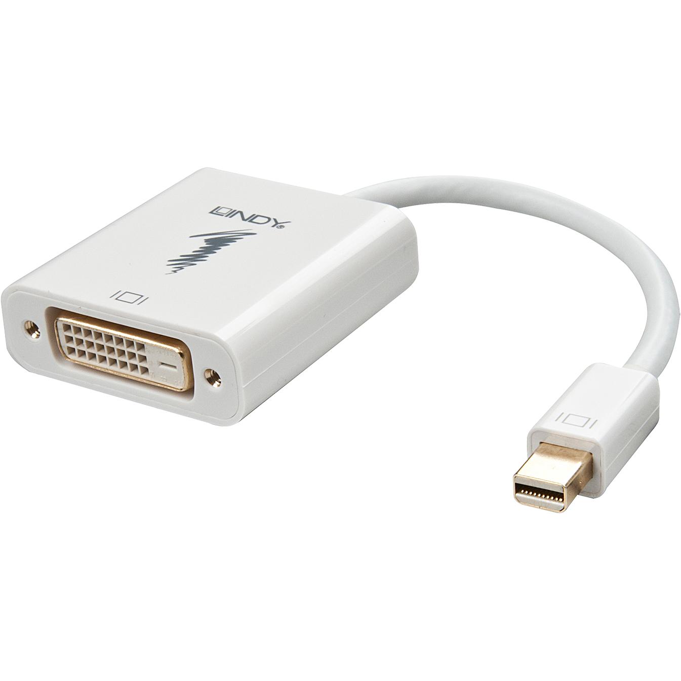 Lindy Adattatore da Mini-DisplayPort a DVI-D (attivo, compatibile con Eyefinity, Surround, Collage) (DVI, 17 cm), Adattatore dati + video, Bianco