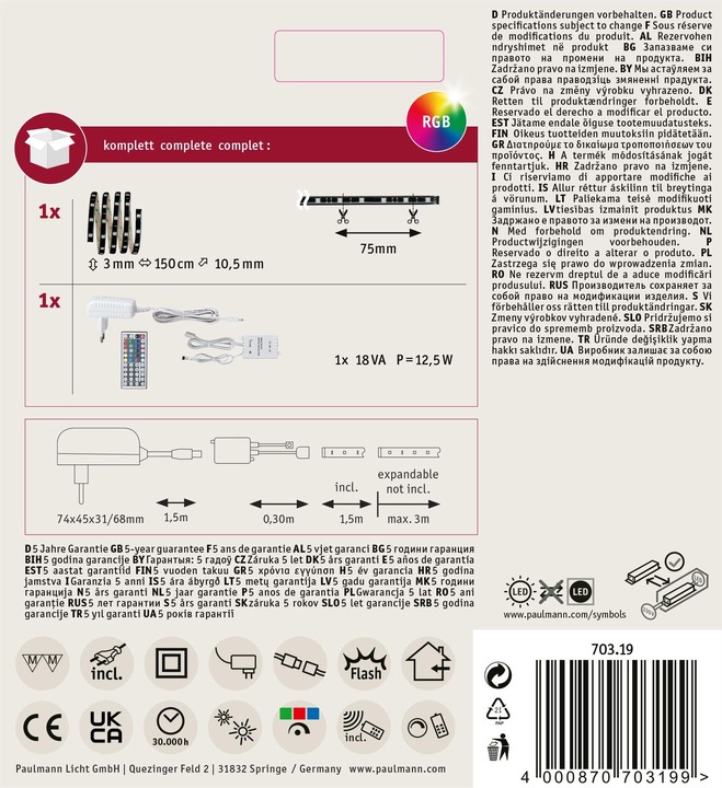 Produktbild Paulmann YourLED Stripe Set (RGB, 150 cm, Indoor)