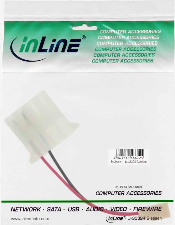 Produktbild InLine Lüfter Adapterkabel 4-Pin Molex zu 3-Pin