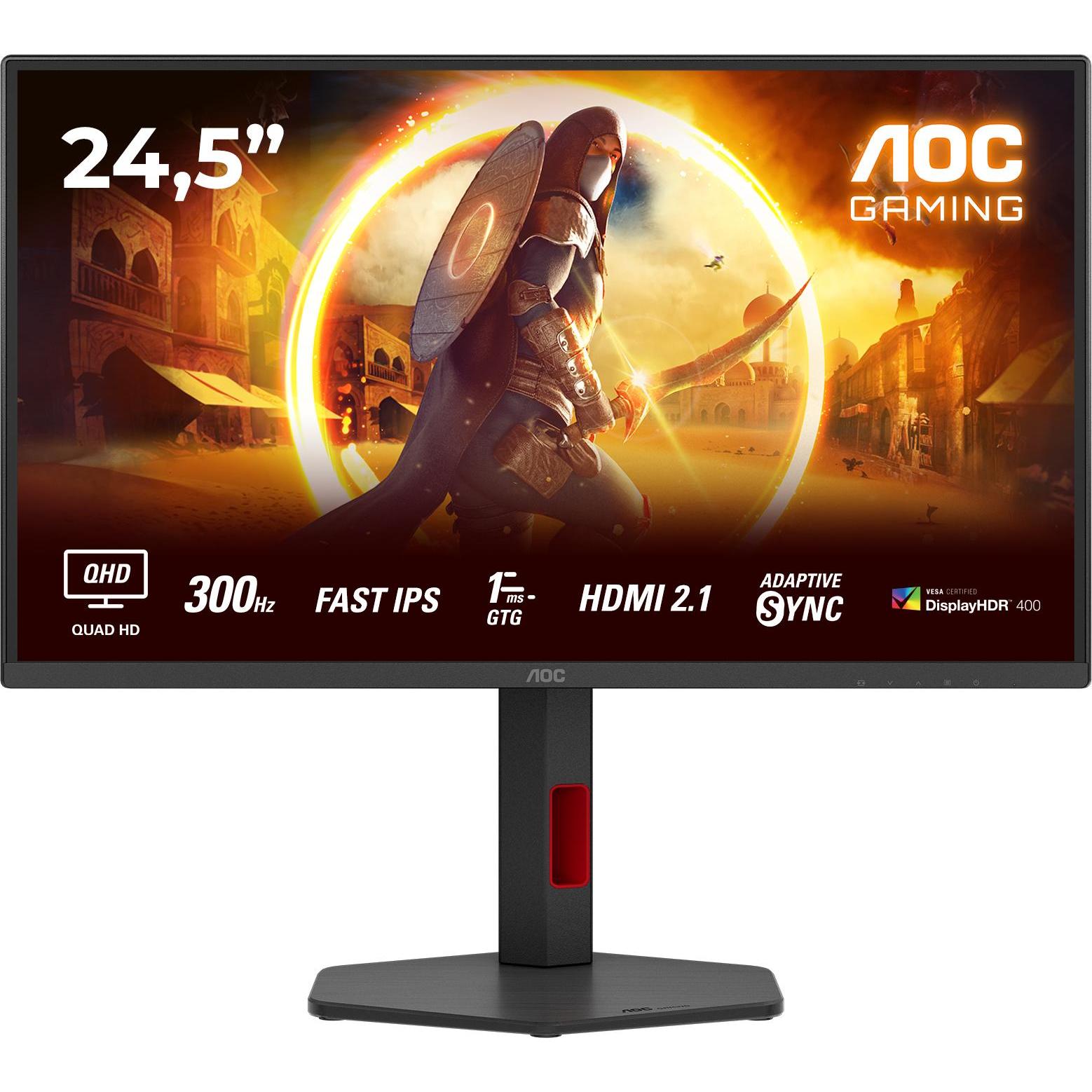 AOC Q25G4SR Monitor (2560 x 1440 Pixel, 24.50"), Monitor, Schwarz, Rot