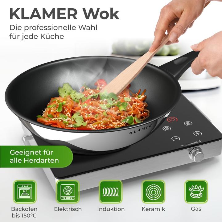Actual product image KLAMER Stainless steel wok (28 cm, Wok, Stainless steel)