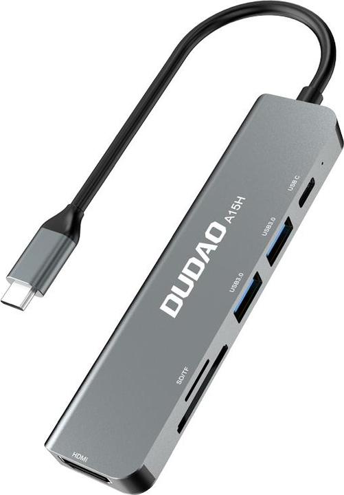 Produktbild Dudao Alu 6-in-1 USB3.0 Fast Hub multi-functional (USB-C, 6 Ports)