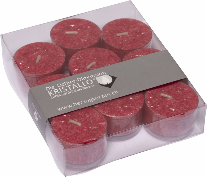 Produktbild Herzog Kerzen Teelichter Kristallo Ø 4 cm 9 Stück, Rubin (9 Stk.)
