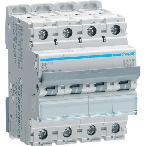 Hager, Schutzschalter, HAG NBN640 Leitungsschutzschalter 3P+N 10kA B-40A 4M