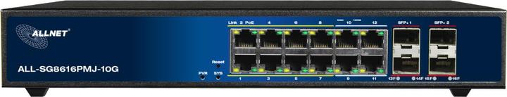 Actual product image Allnet Switch full managed 12 port Gigabit 130W / 8 x PoE / 4x Giga LAN / 4 x SFP+/ Layer 2+ / ALL-S (16 ports)