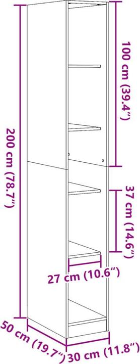 Produktbild vidaXL Kleiderschrank (30 x 50 x 200 cm)