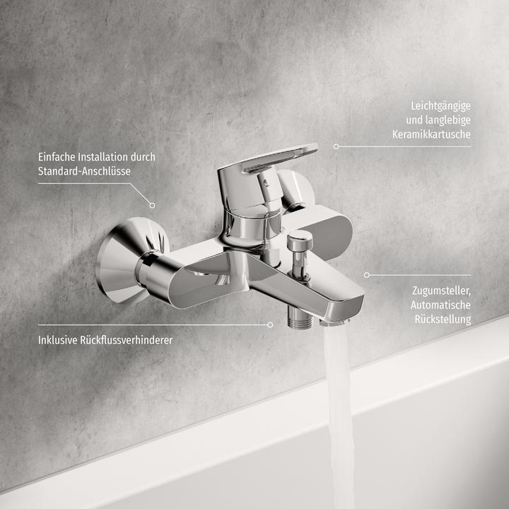 Image du produit Hansa Armaturen GmbH Mitigeur de bain à levier Hansapolo nouveau montage mural chromé