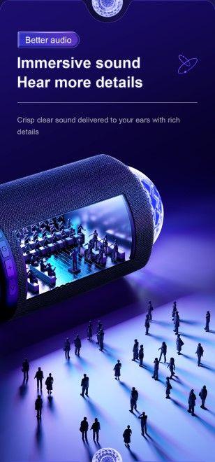 Produktbild Joyroom Maya Series RGB 8W Bluetooth Speaker - Black (4 h, Stromversorgung über USB)