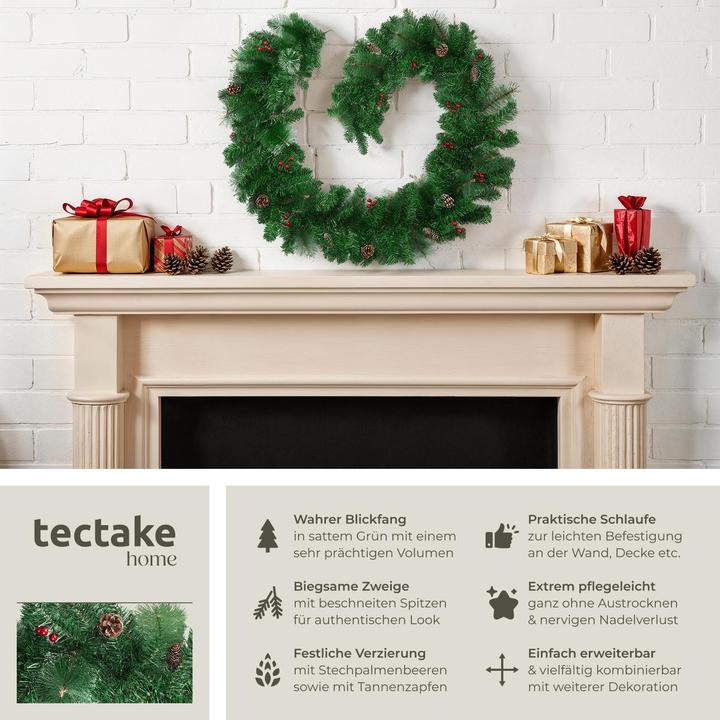 Actual product image tectake Weihnachtsgirlande naturgetreu mit Tannenzapfen 2,7m