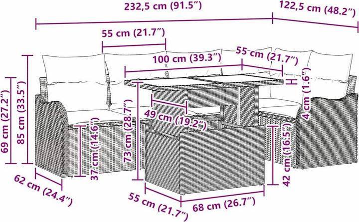 Produktbild vidaXL Outdoortisch-Set (100 x 55 x 73 cm)
