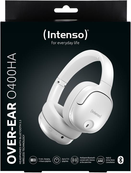Immagine prodotto Intenso Cuffie over-ear O400HA - Cancellazione attiva del rumore ibrida, fino a 75 ore di autonomia e B (ANC, 75 h, Senza fili)