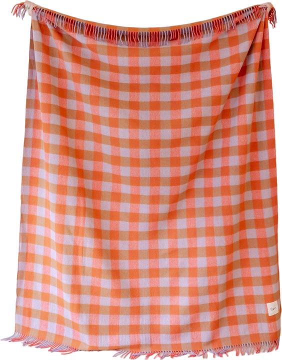 Produktbild TBCo Wolldecke Orange Gingham (190 x 145 cm)
