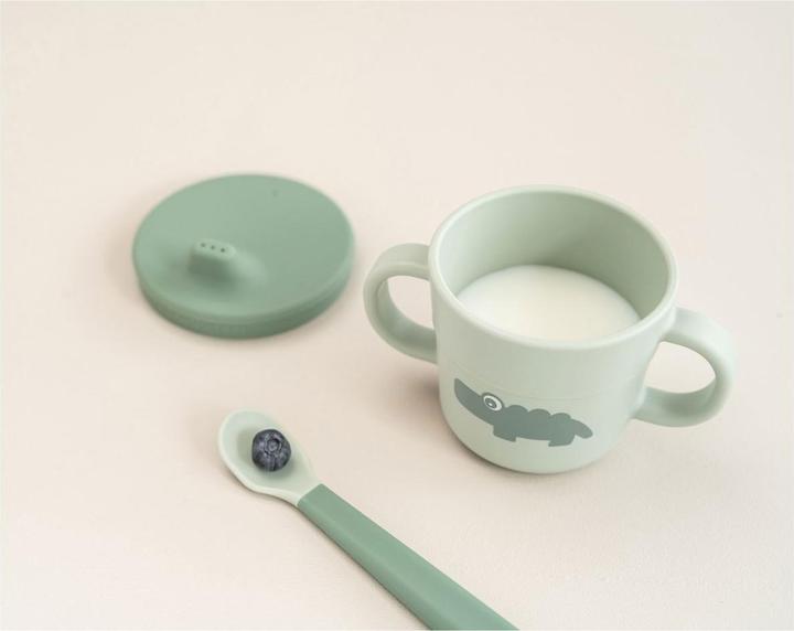 Actual product image Done by Deer Snack & drinking cup set Croco green