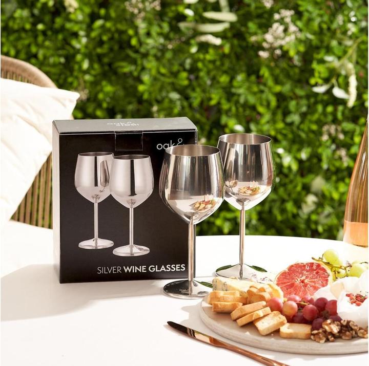 Immagine prodotto Oak & Steel Set di 2 bicchieri da vino in acciaio inossidabile (50 cl, 2 Occhiali, Set di bicchieri da vino)