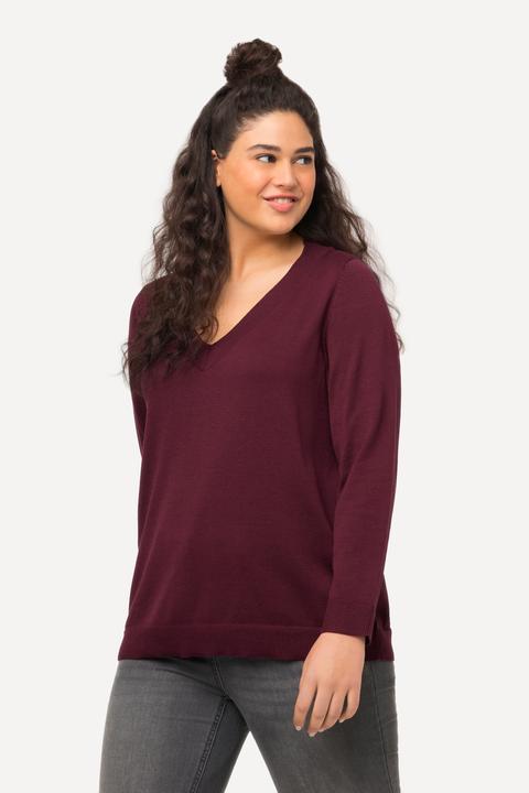 Produktbild Ulla Popken Pullover, V-Ausschnitt, Langarm, weicher Feinstrick (42, 44)