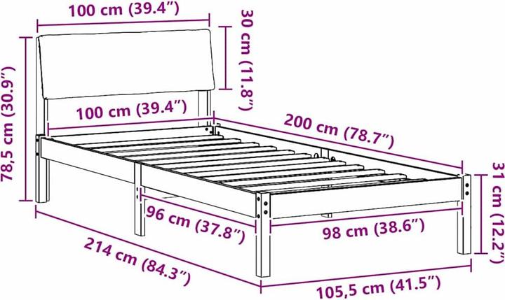 Image du produit vidaXL Plattformbett (100 x 200 cm)