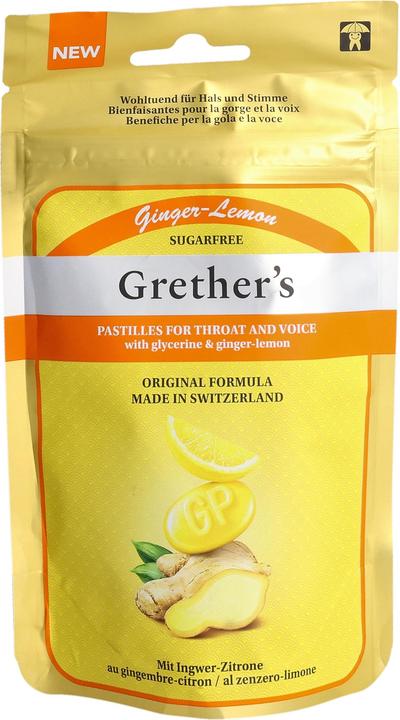 Actual product image Grethers Ginger Lemon Pastilles without sugar 110g (1 Piece)