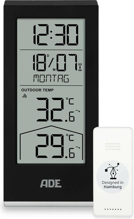 ADE Wetterstation mit Funk-Aussensensor Schwarz, Funktionen