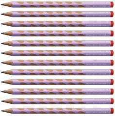 STABILO Ergonomischer Dreikant-Bleistift für Rechtshänder - EASYgraph in pastelllila - 12er Pack - H (3.15 mm, HB, 12x)