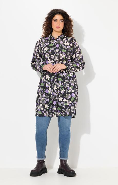 Actual product image Ulla Popken Floral Button-Down Long Sleeve Tunic Dress (42, 44)