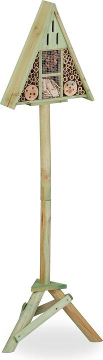 Actual product image Relaxdays Triangular Insect Hotel on Stand (Catchy tunes, Lacewings, Wild bees, Ladybirds)
