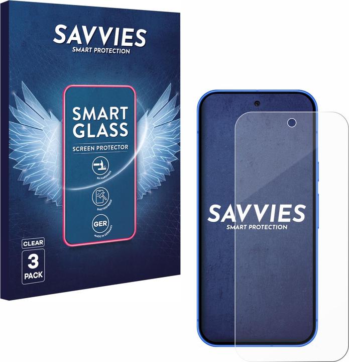 Produktbild Savvies Panzer Schutzglas für Google Pixel 10 Schutzfolie Displayschutz Display Schutz Glas Folie klar (3 Stk., Google Pixel 10)