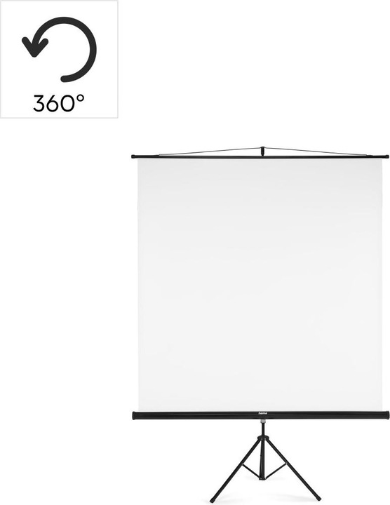 Produktbild Hama Leinwand mit Stativ, 180 x 180 cm, 2in1, mobiles Set, Teleskoprohr, Weiss (100.39", 1:1)