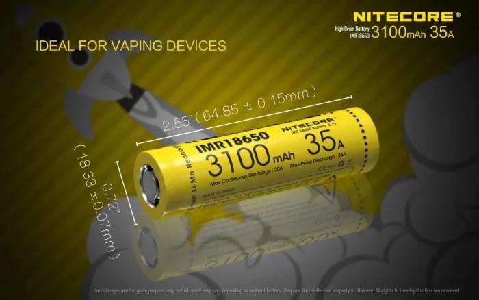 Produktbild Nitecore 18650 IMR Akku 3100mAh/35A 2Stk
