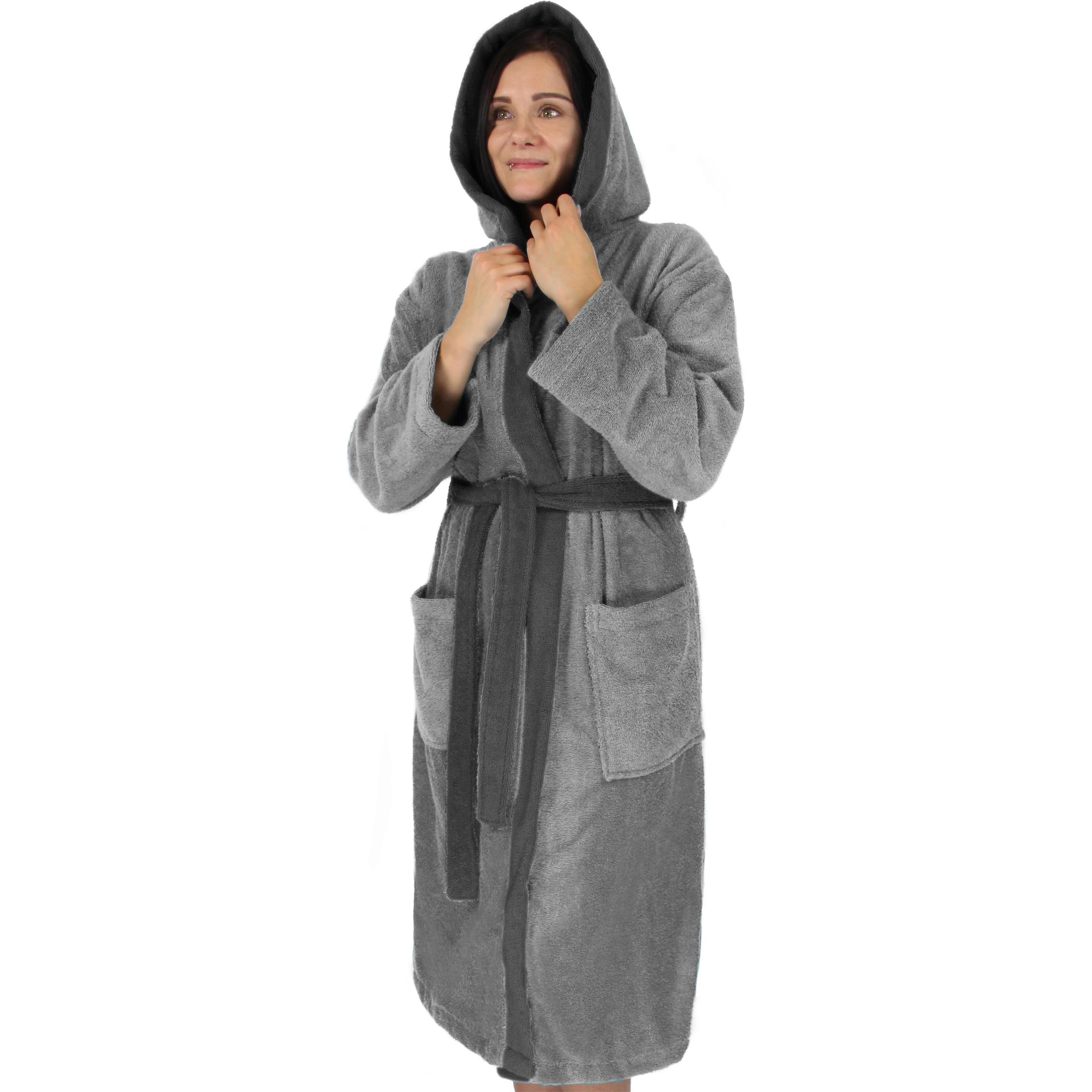 Thumbnail - Normani, Bademantel, Damen Baumwoll-Bademantel mit Frottee, zweifarbig - OEKO-TEX 100 - 8783 (XXL)