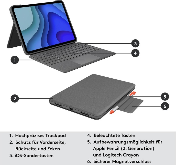 Image du produit Logitech Folio Touch (CH, iPad Pro 11 2018 (1. Gen), iPad Pro 11 2021 (3ème génération), iPad Pro 11 2020 (2. Gen), iPad Pro 11 2022 (4e génération))